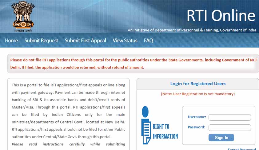 Exclusive portal to file RTI applications online launched
