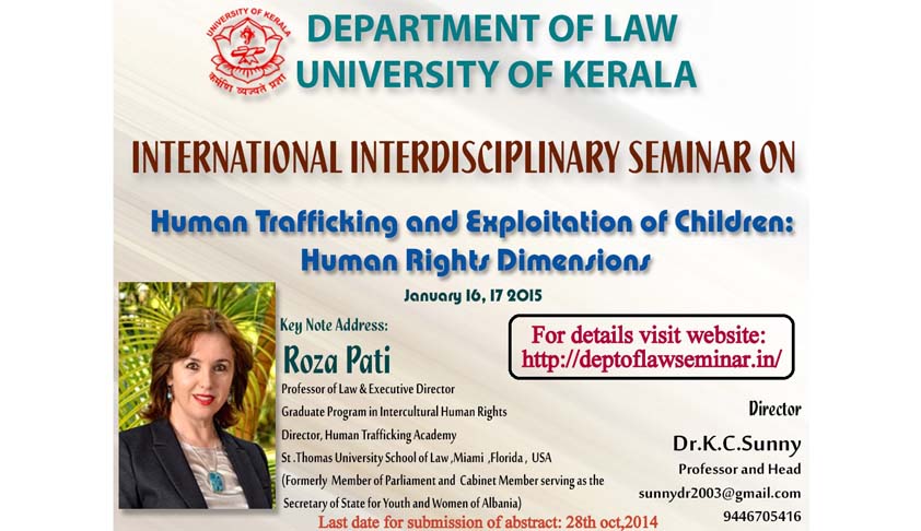 Call for Papers : International interdisciplinary seminar on human trafficking and exploitation of children-human rights dimensions