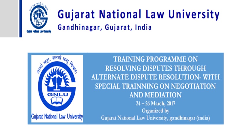 Training Programme on Resolving Disputes through Alternate Dispute Resolution-With Special Training on Negotiation and Mediation