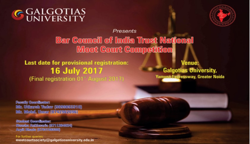 34th All India Inter University BCI Moot Court Competition, School of Law Galgotias University