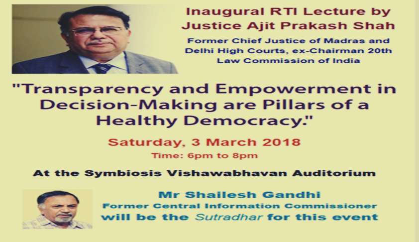 Moneylife’s Lecture on ‘Transparency and Empowerment in Decision-making Are Pillars of a Healthy Democracy’ by Justice AP Shah [3rd Mar; Pune]