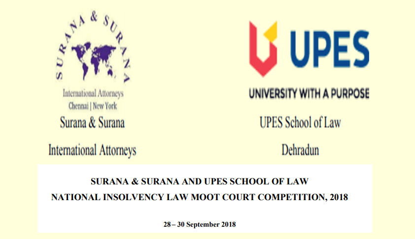 Surana & Surana & UPES National Insolvency Law Moot [28th–30th Sept]