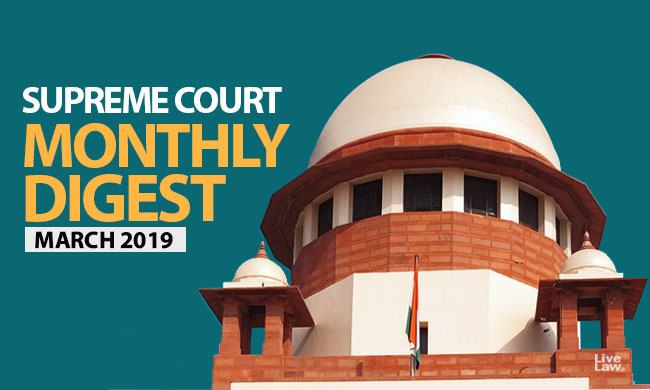 Supreme Court Monthly Digest- March 2019