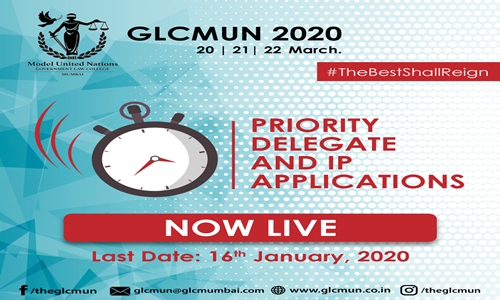 Call For Priority Registrations: 12th GLCMUN [20th-22nd Mar; Mumbai]