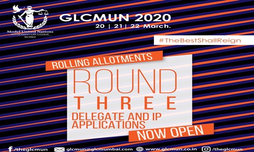 Applications Are Invited For Round 3 Of Delegate And IP Applications Of GLCMUN20