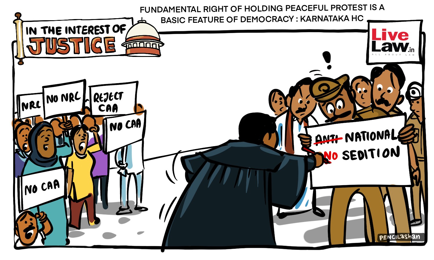 [CARTOON] Fundamental Right Of Holding Peaceful Protest Is A Basic Feature Of Democracy : Karnataka HC