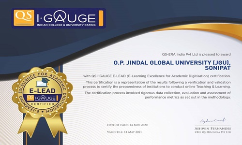 Jgu Becomes India S First University To Receive Qs Igauge E Lead