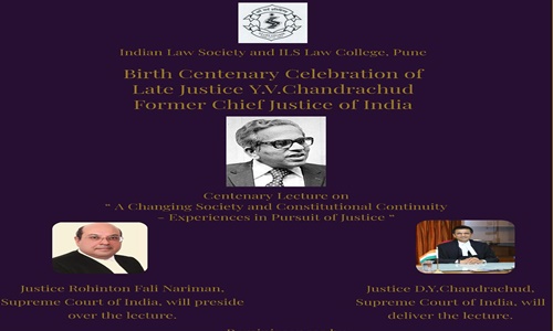 ILS To Organize Late Justice YV Chandrachuds Birth Centenary Oration.