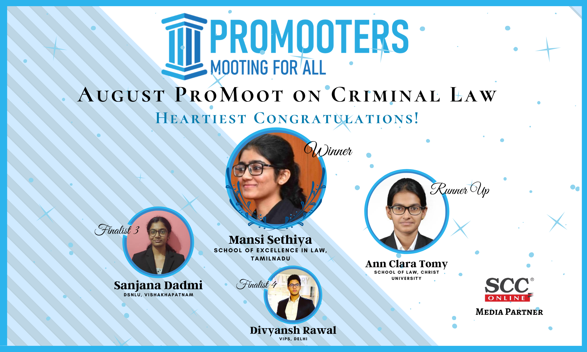 Winners of the August 2020 Criminal Law ProMoot