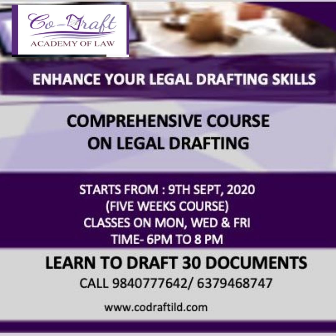 Co-Drafts Finishing School Course: Legal Drafting [9th Sept-14th Oct]