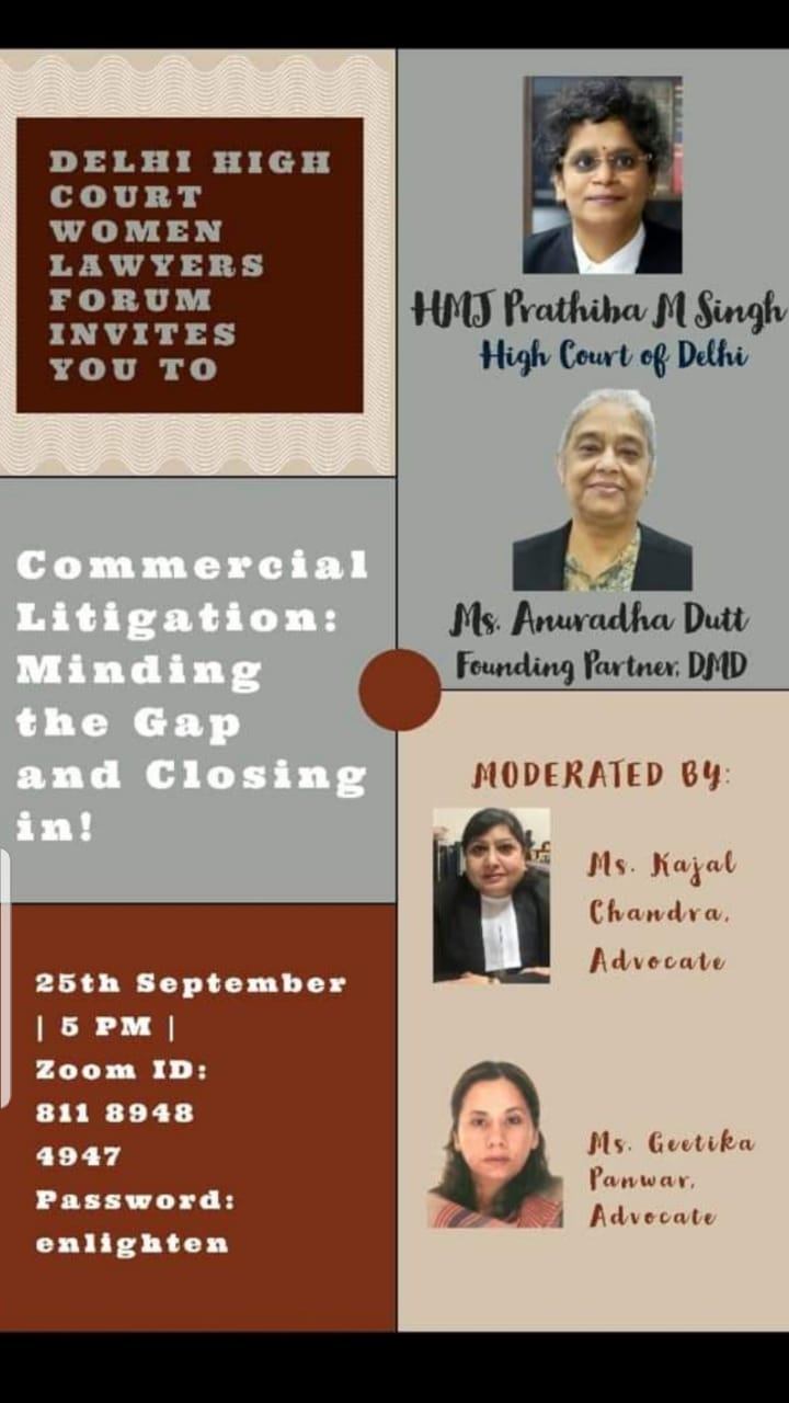 Delhi High Court Women Lawyers Forum To Conduct Webinar On Women Lawyers And Judges In Commercial Litigation: Minding The Gap And Closing In! On Sept 25