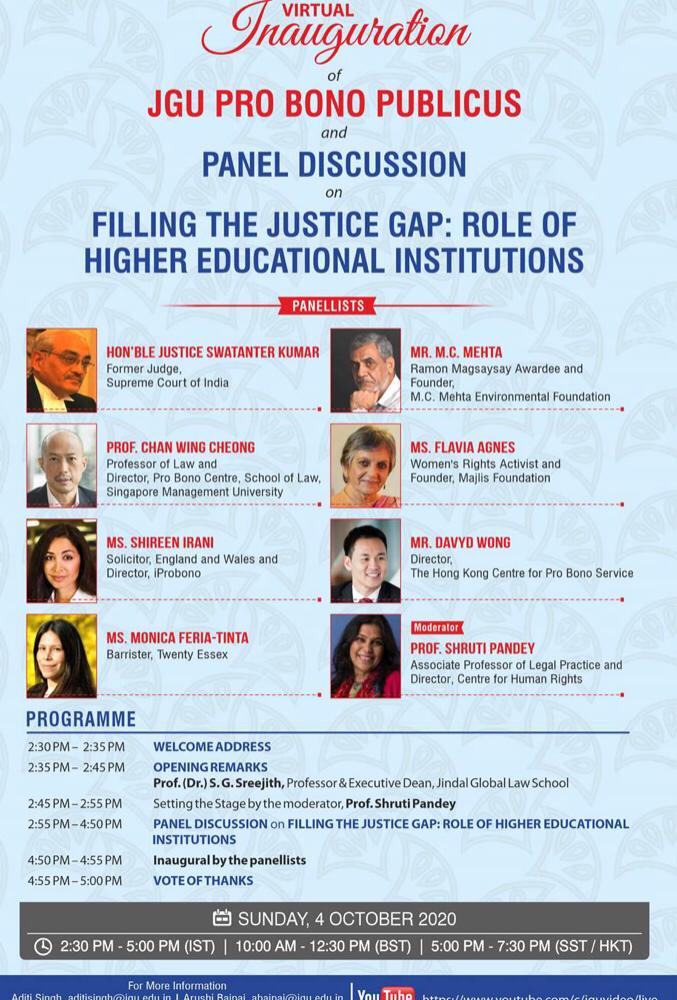 JGU Invites You To Panel Discussion On Filling The Justice Gap: Role Of Higher Educational Institutions