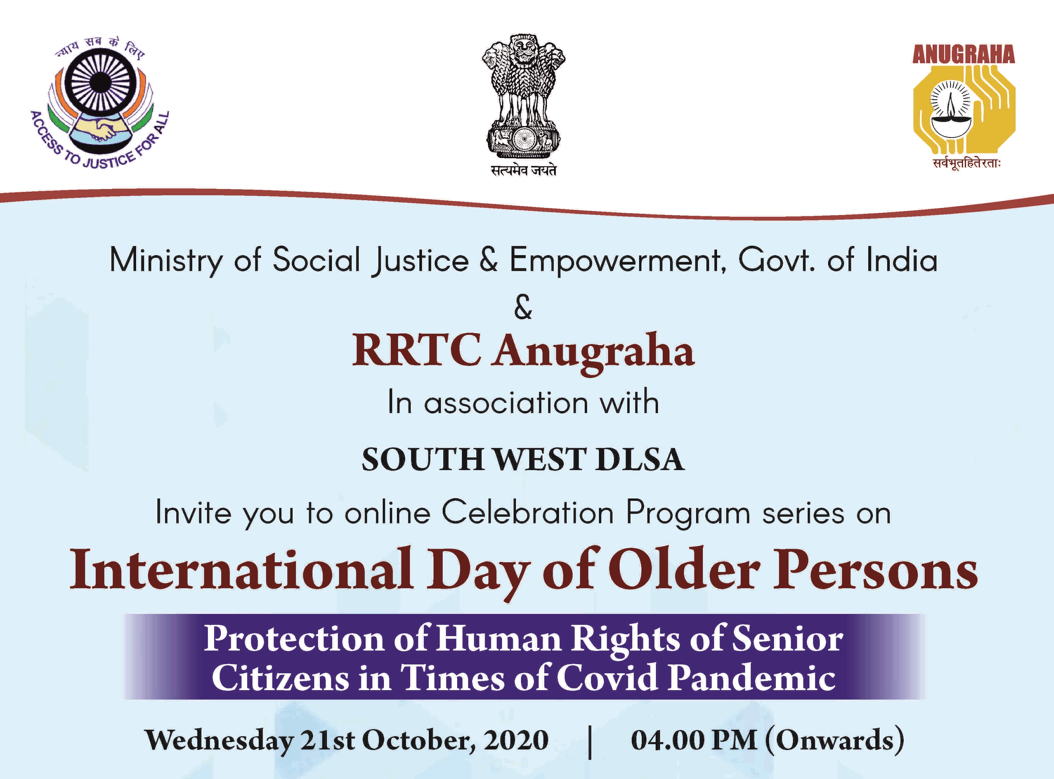 MSJE & Anugraha Event: Human Rights Of Senior Citizens During COVID-19 [21st Oct]