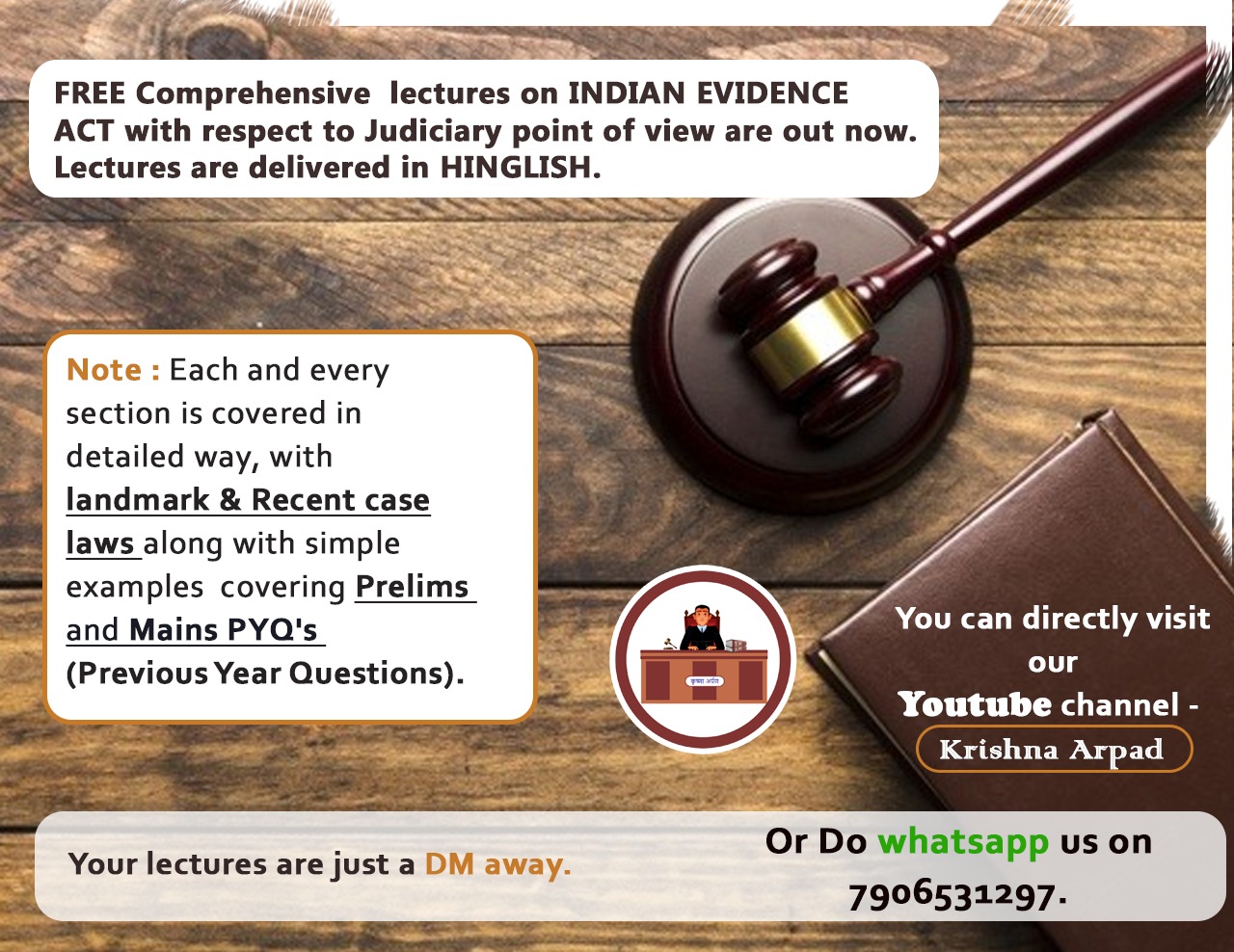 Krishna Arpads Free Lectures On Evidence Law For Judicial Services