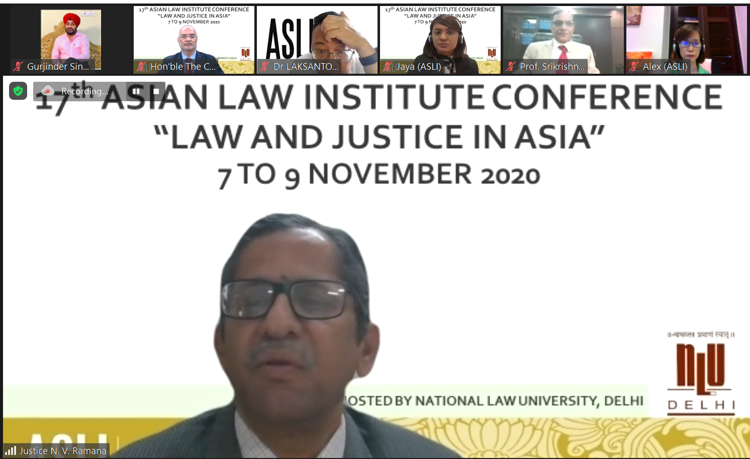 NLU-Delhi Hosts 17th Asian Law Institute (ASLI) Virtual Conference 2020