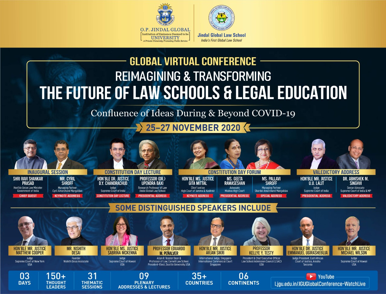 JGLS To Organize Global Virtual Conference On Transforming Future Of Law Schools & Legal Education Through 170 Leaders From 35+ Countries
