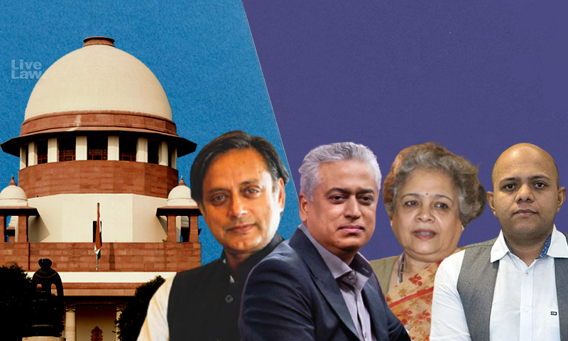 Breaking: Supreme Court Stays Arrest Of Shashi Tharoor, Rajdeep Sardesai, Mrinal Pande, Vinod Jose And Others Over multiple FIRs Against Them
