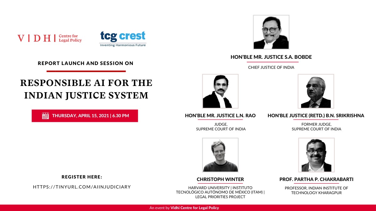 Vidhi Centre For Legal Policy: Launch Of Strategy Paper Responsible AI For The Indian Justice System [Tomorrow 6:30 PM]