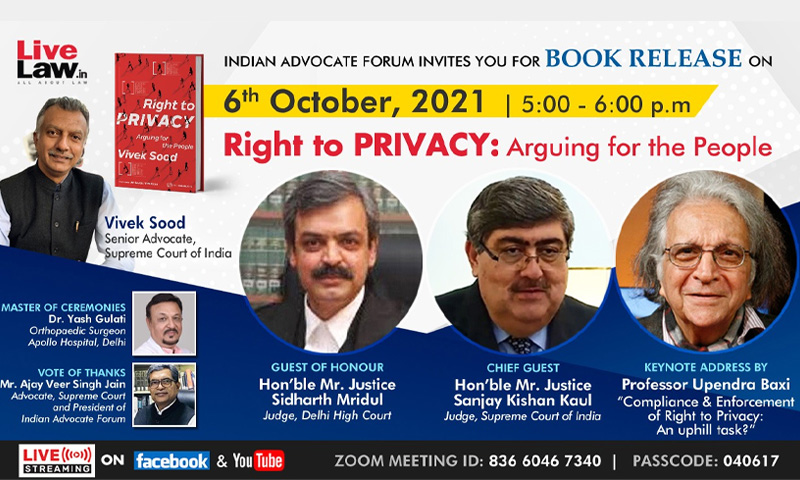 [Book Release] The Right To Privacy: Arguing For The People By Vivek Sood  [6th October, 2021]