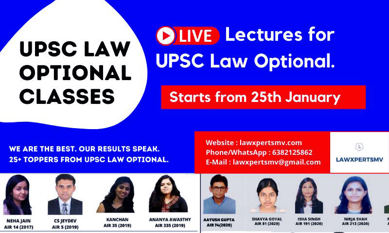 Lawxpertsmv India : Live Lectures For UPSC Law Optional [Classes From 25th January 2022]