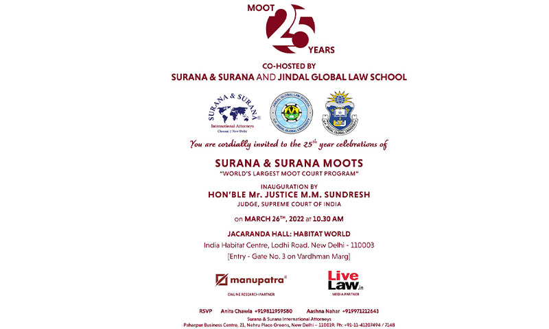 Moot 25 Conclave: Co-hosted by Surana & Surana International Attorneys & Jindal Global Law School [March 26, 2022]