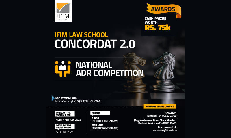 Concordat 2.0 : National ADR Competition By IFIM Law School [Register By 5th June 2022]