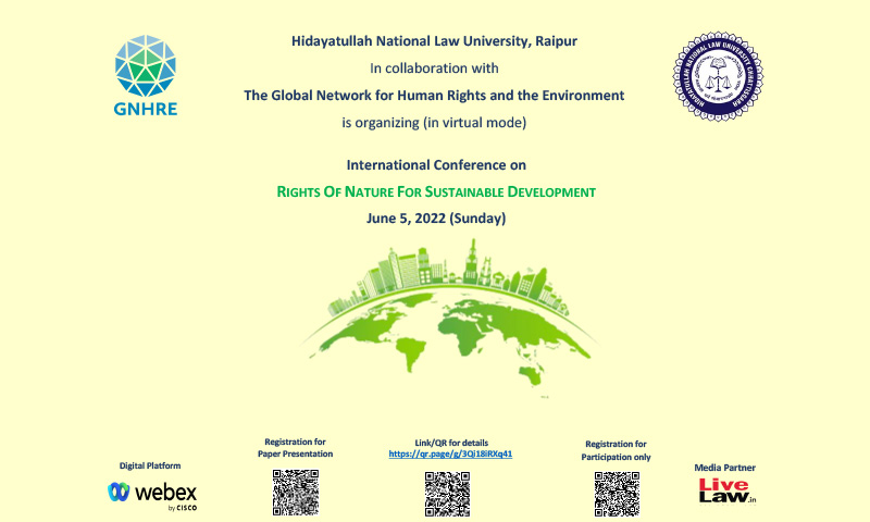 HNLU To Organize International Conference On Rights Of Nature For Sustainable Development [June 5, 2022]