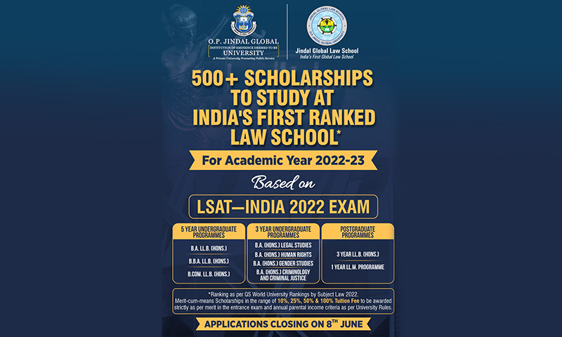 Over 500 Scholarships To Study At Jindal Global Law School (JGLS) During Academic Year 2022-23
