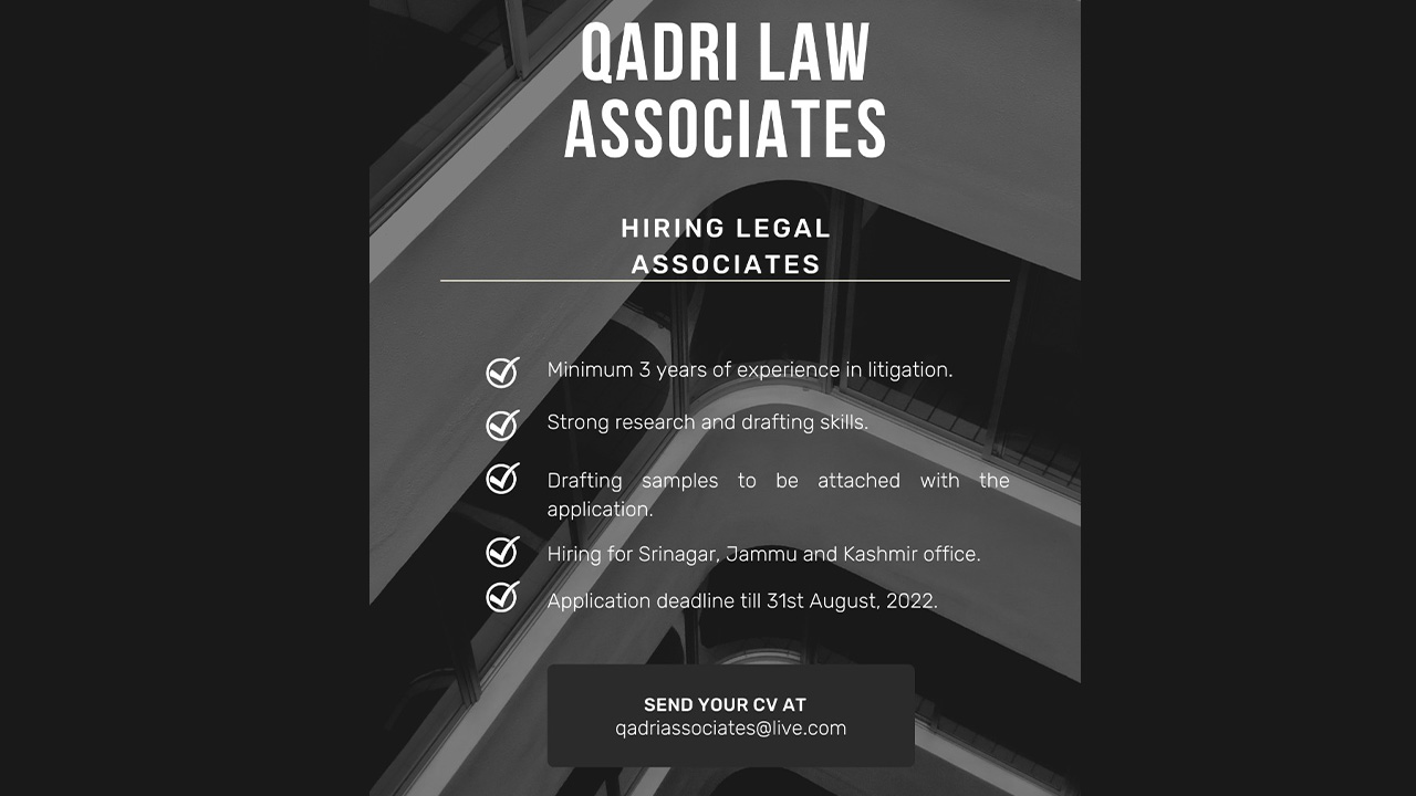 Legal Associate Vacancy At Qadri Law Associates [Apply Now]