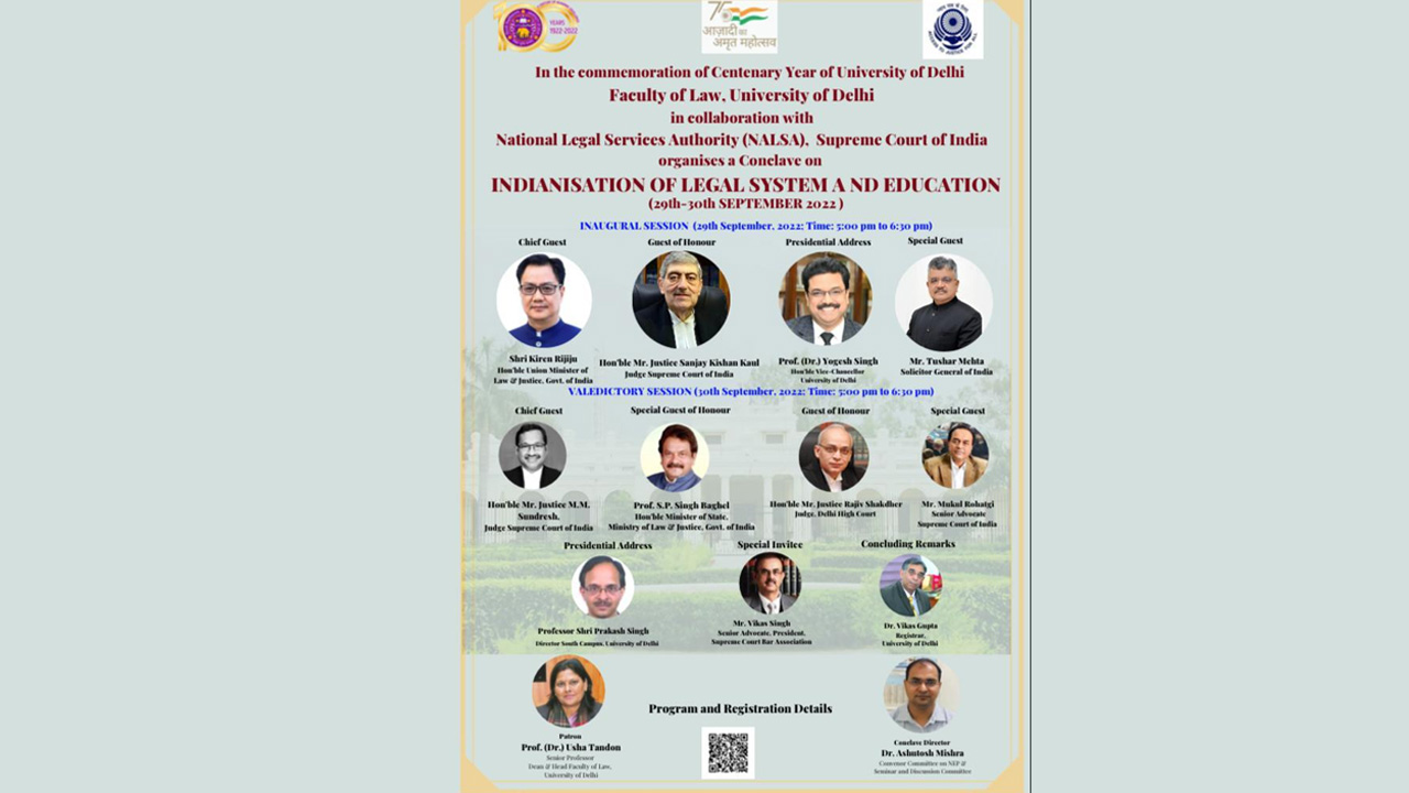 [Advt] University of Delhi: Conclave On Indianisation Of Legal System And Education