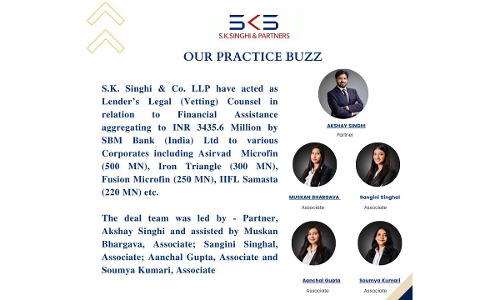 S.K. Singhi & Partners Acted As Lenders Legal Vetting Counsel In Relation To Financial Assistance Of INR 3435.6 Million