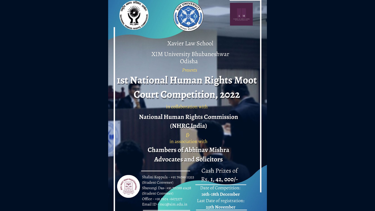 Xavier Law School, XIM University: First Edition Of The National Human Rights Moot Court Competition [Register By 25th Nov]