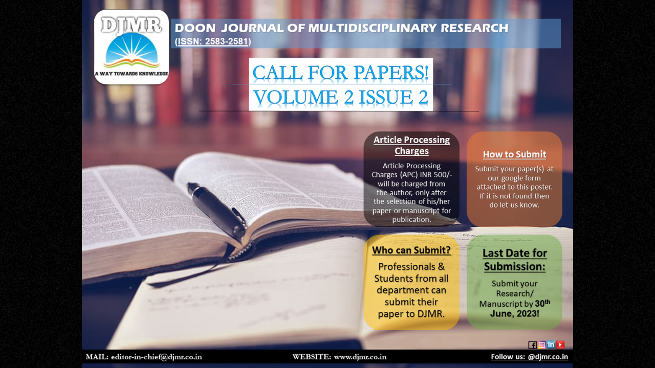 Call For Papers, Doon Journal Of Multidisciplinary Research