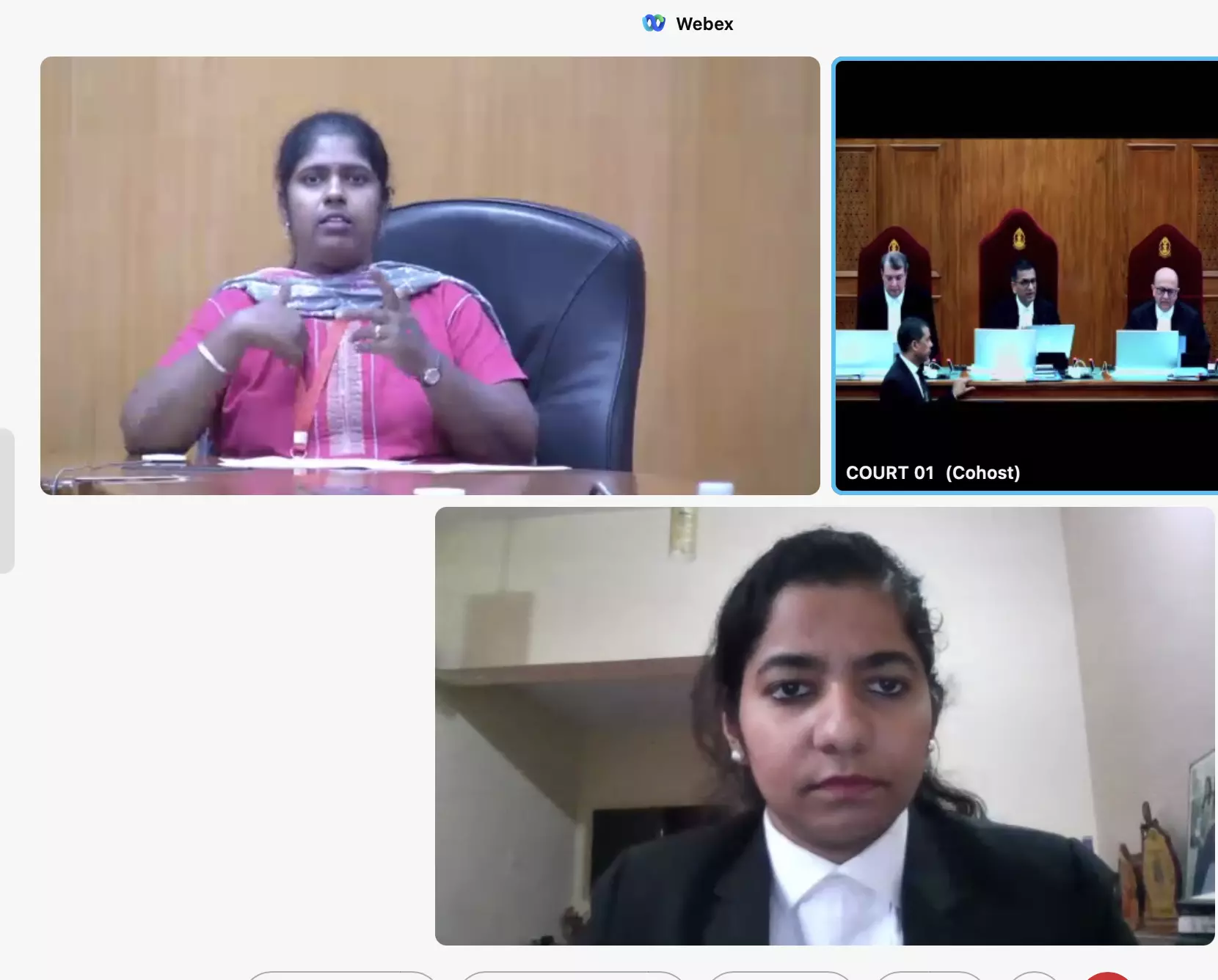 Advocate Sarah Sunny in VC with the Court appointed interpreter.