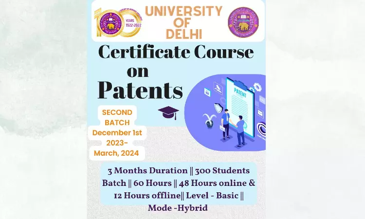 University Of Delhi: Certificate Course On Patents