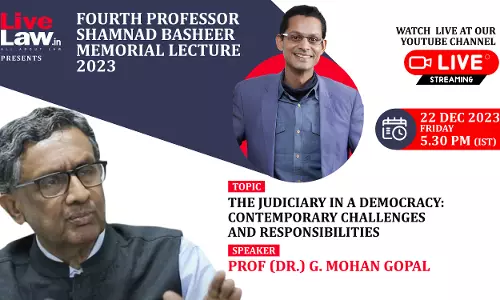 Prof. (Dr.) G. Mohan Gopal To Deliver The Fourth Professor Shamnad Basheer Memorial Lecture 2023 On  22nd December