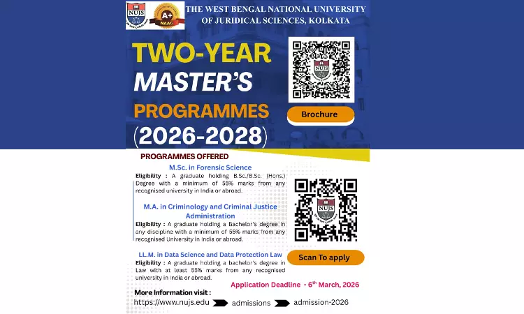 [Advertisement] WBNUJS Invites Applications For Two-Year Masters Programmes For Academic Session 2026–2027