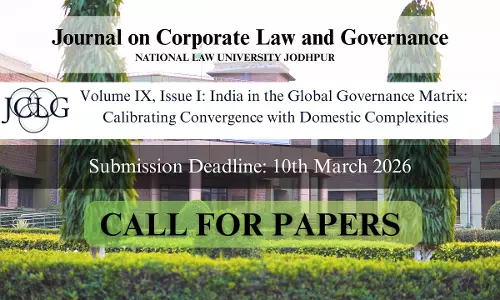 NLU Jodhpurs JCLG Invites Submissions For Volume IX Issue I; Deadline March 10, 2026 NLU Jodhpurs JCLG Invites Submissions For Volume IX Issue I; Deadline March 10, 2026