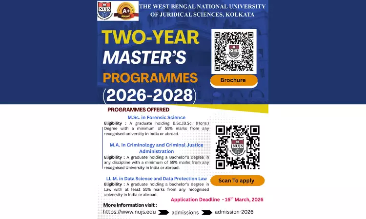 [Advertisement] WBNUJS Invites Applications For Two-Year Masters Programmes For Academic Session 2026–2027