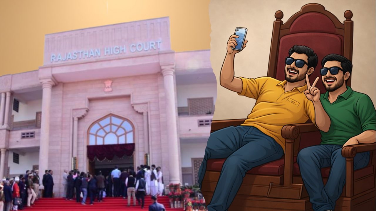 Courtroom Or Club? Rajasthan HC Slaps Contempt Notice Over Viral Video Of Men Playing Songs, Posing In Judge's Chair