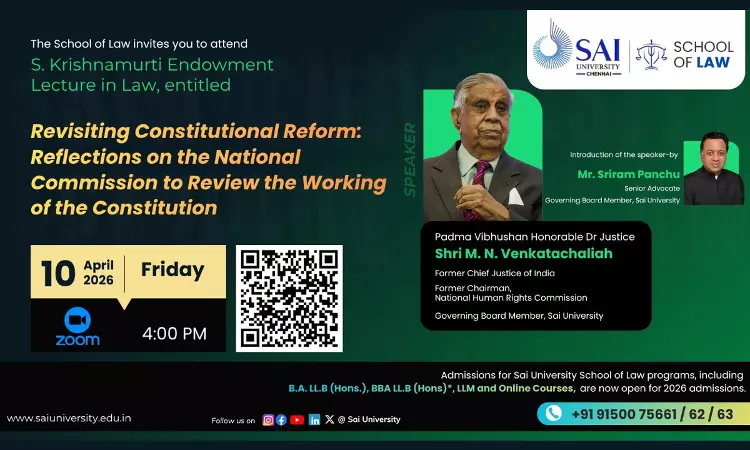 Sai University Organises S. Krishnamurti Endowment Lecture In Law 2026