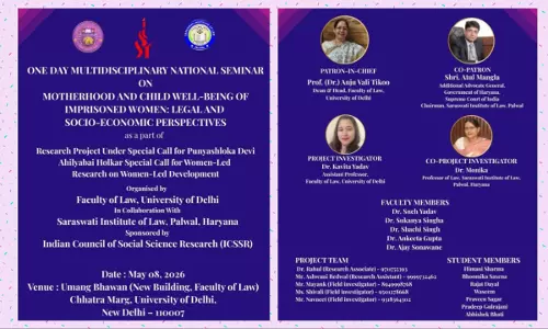 Delhi University Faculty Of Law To Host National Seminar On Imprisoned Women & Children