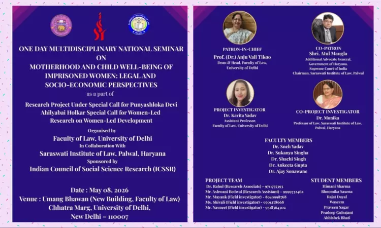 Delhi University Faculty Of Law To Host National Seminar On Imprisoned Women & Children