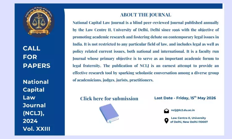 Call For Papers: National Capital Law Journal (Vol. XXIII, 2024)
