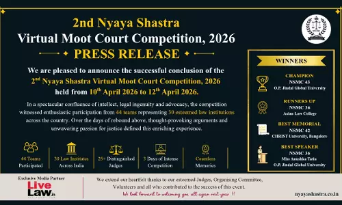 Nyaya Shastra Hosts 2nd Virtual Moot Court Competition 2026; JGU Team Wins