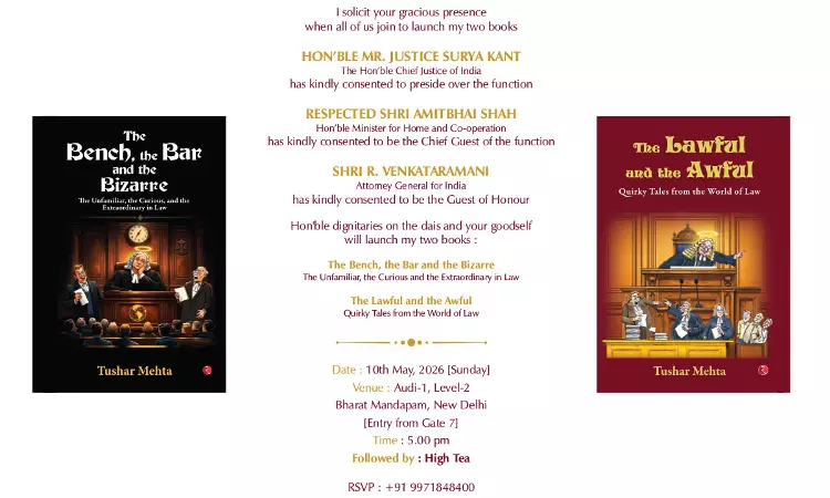 Justice Surya Kant To Preside Over Launch Of SG Tushar Mehtas Books At Bharat Mandapam On May 10