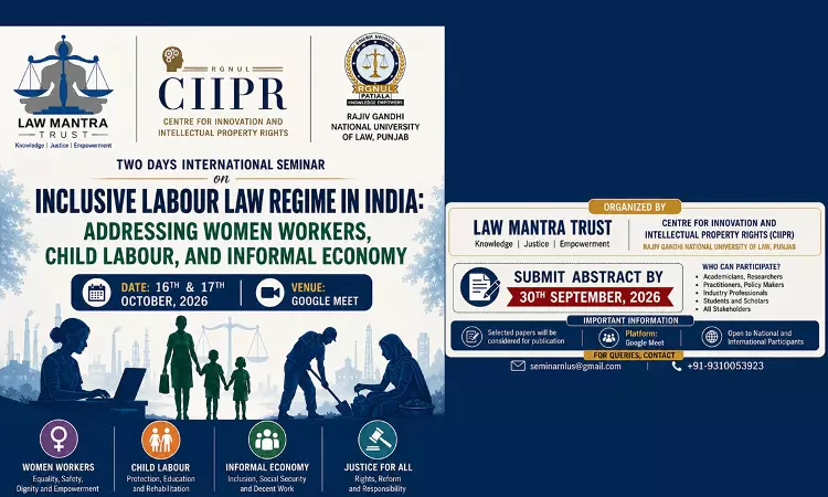 RGNULs CIIPR To Organise International Seminar On Inclusive Labour Law Regime In India RGNULs CIIPR To Organise International Seminar On Inclusive Labour Law Regime In India