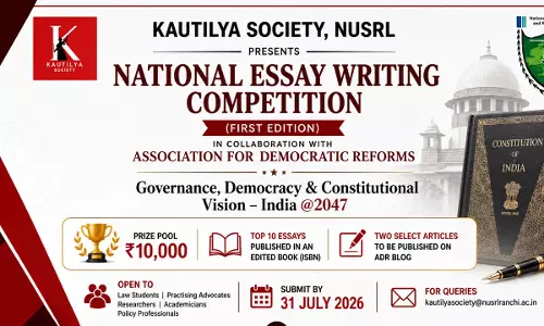NUSRL Ranchi & Association For Democratic Reforms (ADR)  Invite Entries For National Essay Writing Competition