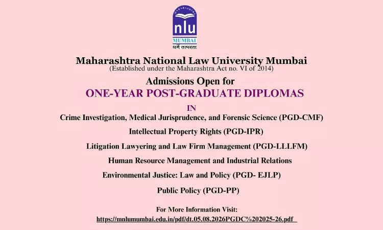 Admissions Open 2026–27 | One-Year Post Graduate Diploma Programmes | Maharashtra National Law University Mumbai Admissions Open 2026–27 | One-Year Post Graduate Diploma Programmes | Maharashtra National Law University Mumbai