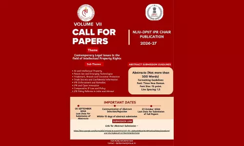 NLIU-DPIIT IPR Chair Invites Submissions For NLIU Journal Of Intellectual Property Law (Volume VII, 2026–27)